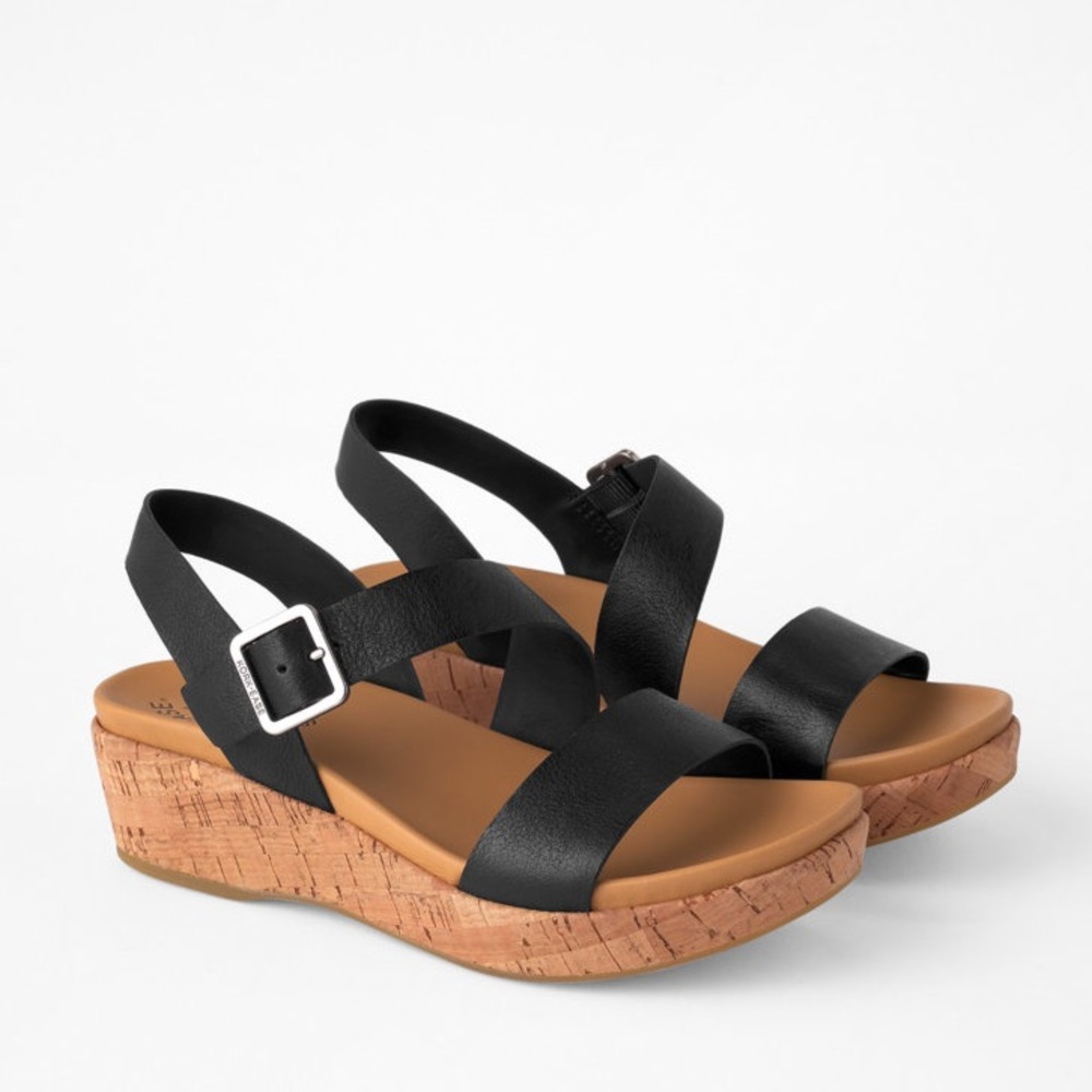 Kork-Ease Black Cork Wedge Sandals